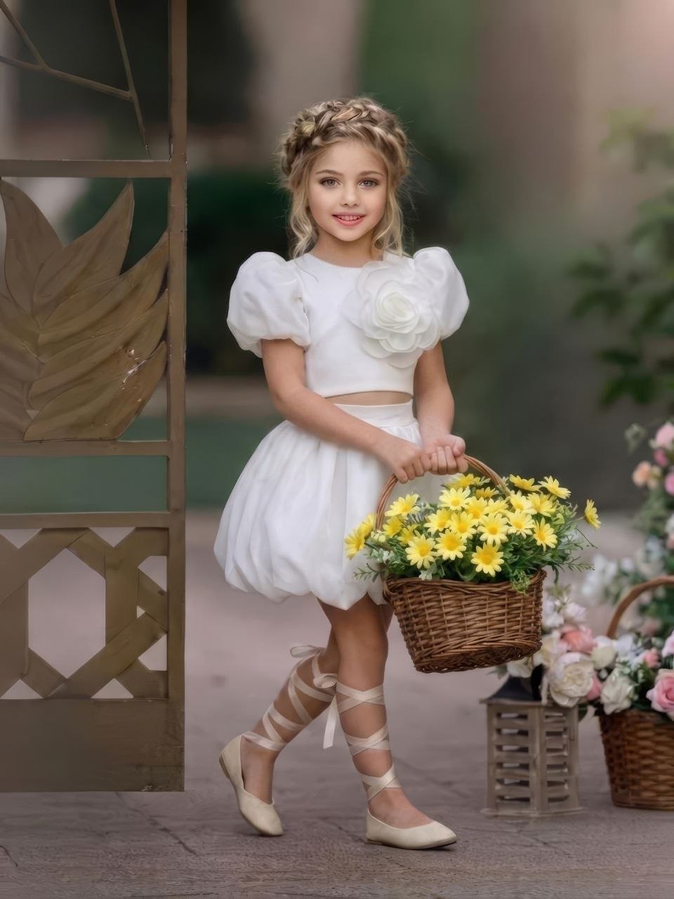 Robe Princesse Rose Fleurie Élégante