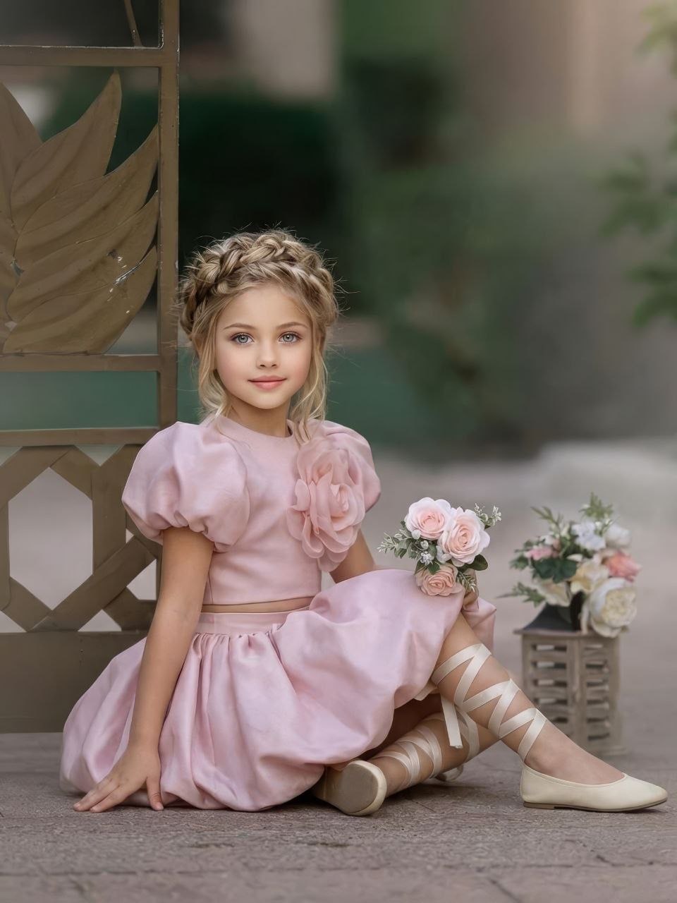 Robe Princesse Rose Fleurie Élégante