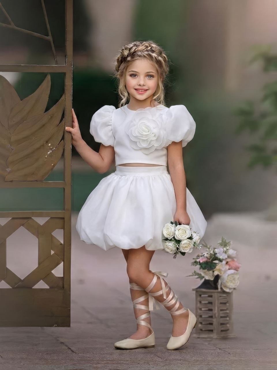 Robe Princesse Rose Fleurie Élégante