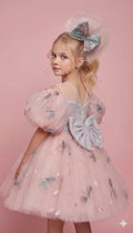 Robe Princesse Rose Pailletée avec Manches Bouffantes – Style Féérique