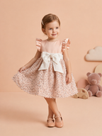 Robe Rose Poudré Élégante avec Nœud – Style Douceur Chic